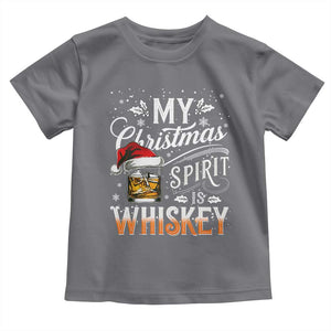 Funny My Christmas Spirit Is Whiskey Toddler T Shirt Holiday Drinking Festive Spirit TS02 Charcoal Print Your Wear