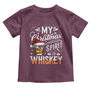 Funny My Christmas Spirit Is Whiskey Toddler T Shirt Holiday Drinking Festive Spirit TS02 Maroon Print Your Wear