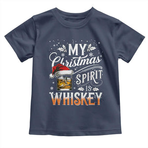 Funny My Christmas Spirit Is Whiskey Toddler T Shirt Holiday Drinking Festive Spirit TS02 Navy Print Your Wear