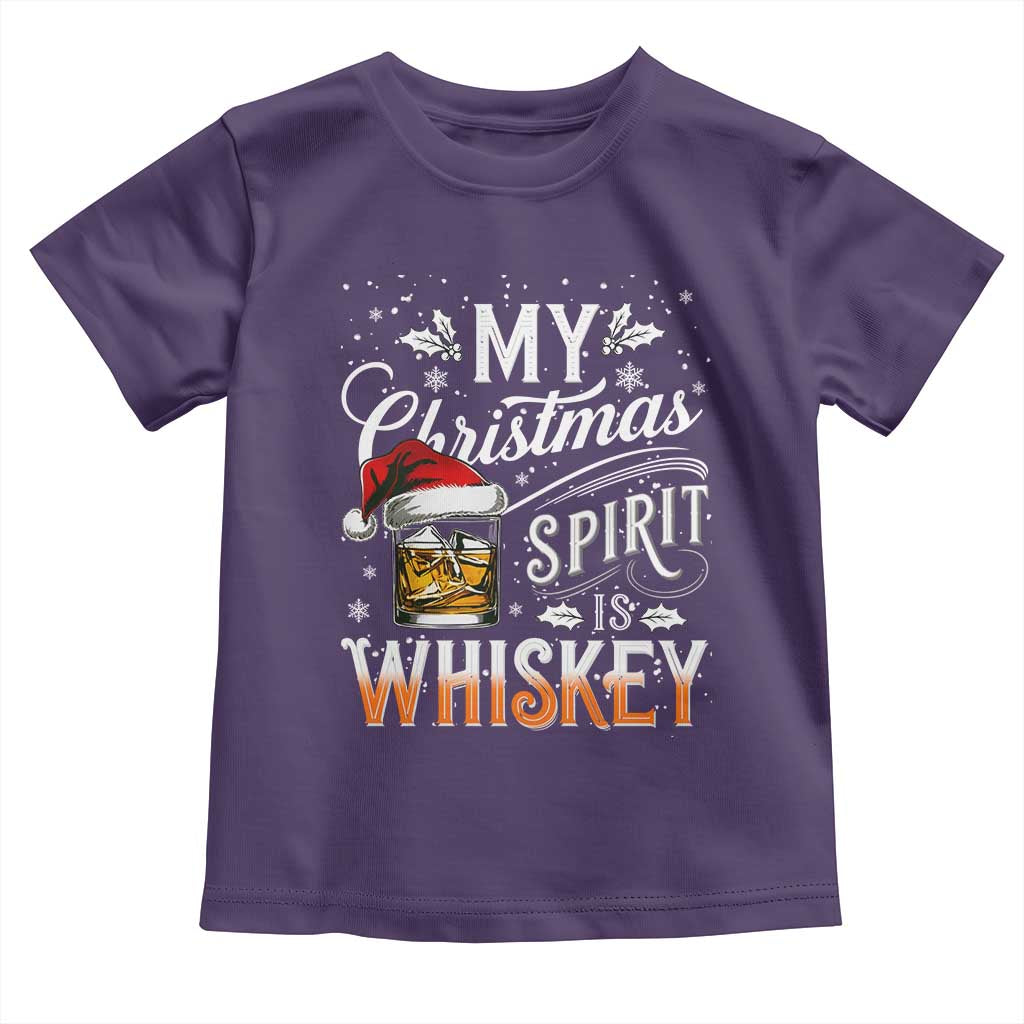 Funny My Christmas Spirit Is Whiskey Toddler T Shirt Holiday Drinking Festive Spirit TS02 Purple Print Your Wear