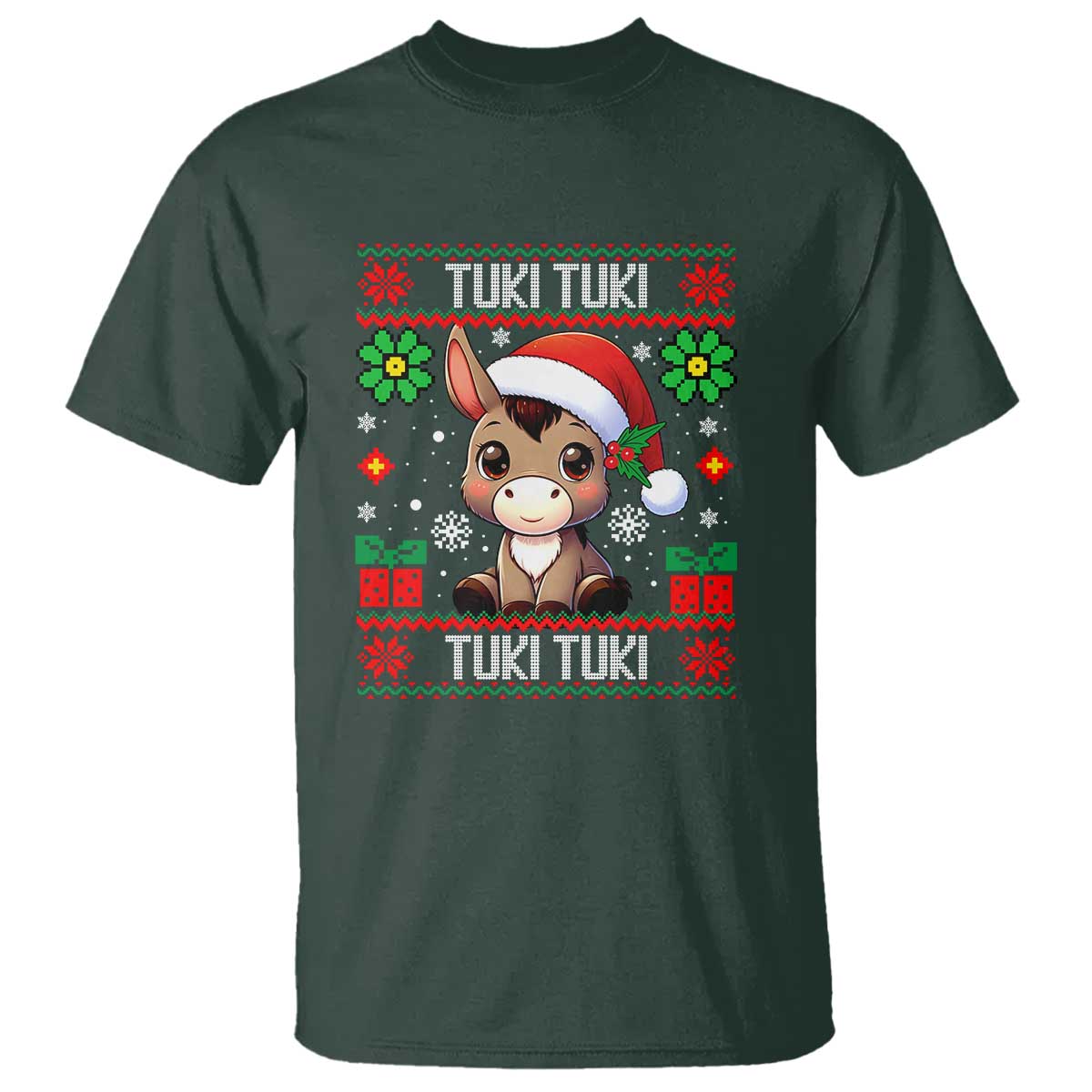 Latin American Christmas T Shirt Mi Burrito Mexican Donkey Latino Ugly Christmas TS02 Dark Forest Green Print Your Wear