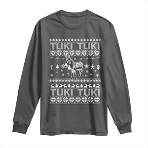 Latin American Christmas Long Sleeve Shirt Tuki Tuki Mi Burrito Latino Ugly Christmas TS02 Dark Heather Print Your Wear