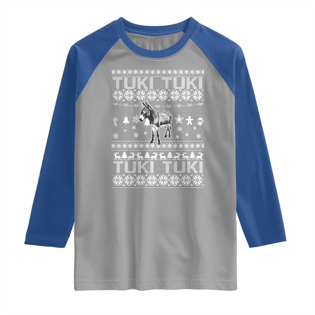 Latin American Christmas Raglan Shirt Tuki Tuki Mi Burrito Latino Ugly Christmas TS02 Sport Gray Royal Print Your Wear