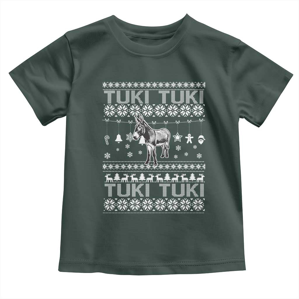 Latin American Christmas Toddler T Shirt Tuki Tuki Mi Burrito Latino Ugly Christmas TS02 Dark Forest Green Print Your Wear
