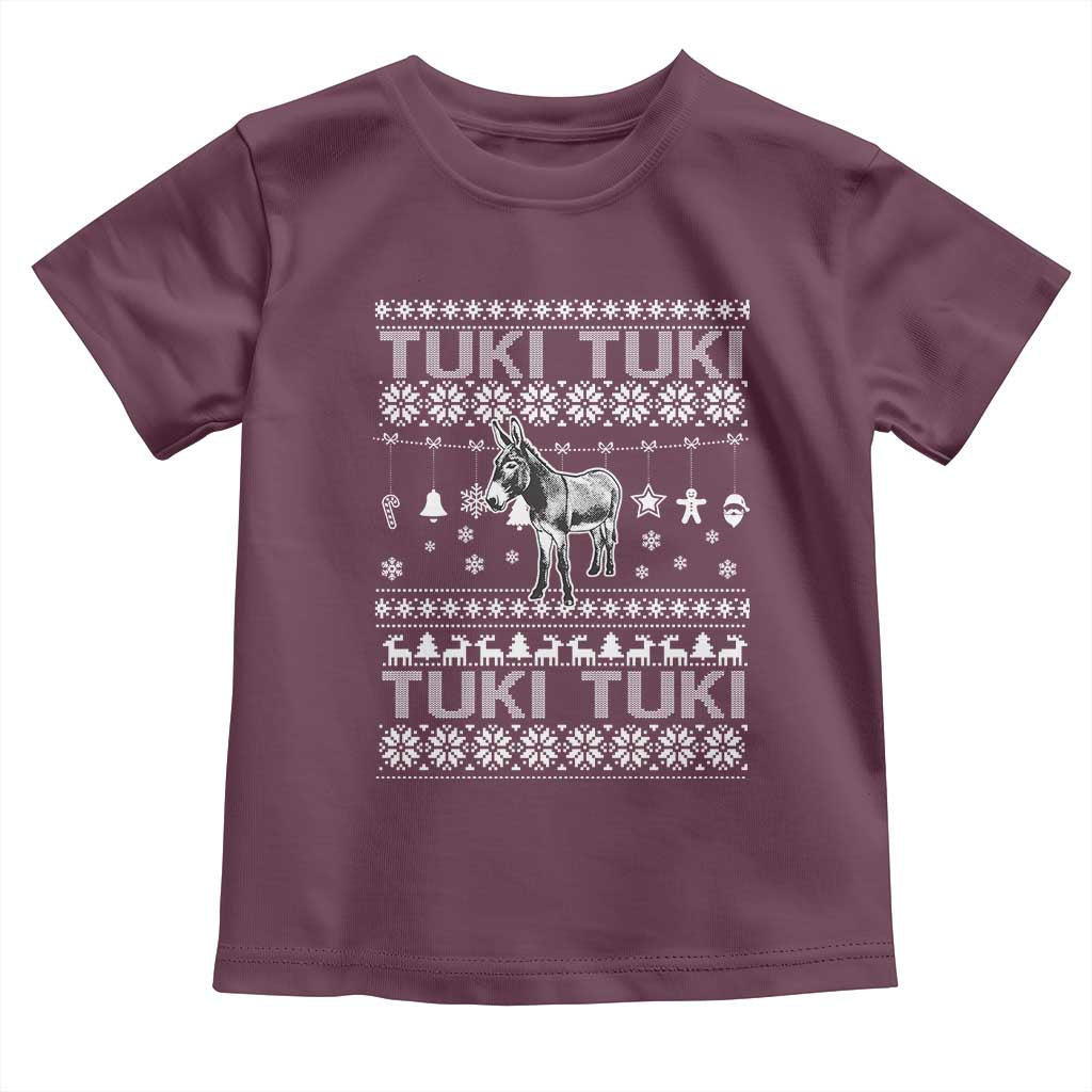 Latin American Christmas Toddler T Shirt Tuki Tuki Mi Burrito Latino Ugly Christmas TS02 Maroon Print Your Wear