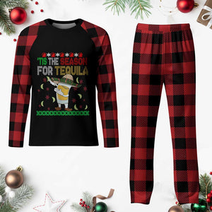 Mexican Christmas Plaid Pajama Set Tis The Season For Tequila Dabbing Alcohol Lover TS02 Buffalo Plaid Print Your Wear