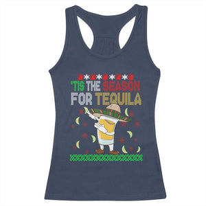 Mexican Christmas Racerback Tank Top Tis The Season For Tequila Dabbing Alcohol Lover TS02 Navy Print Your Wear
