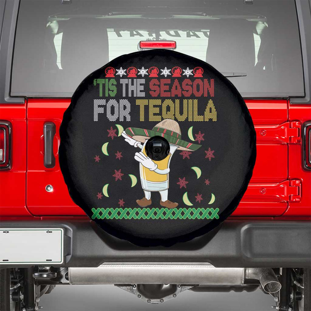 Mexican Xmas Spare Tire Cover Tis The Season For Tequila Dabbing Alcohol Lover TS02 Black Print Your Wear