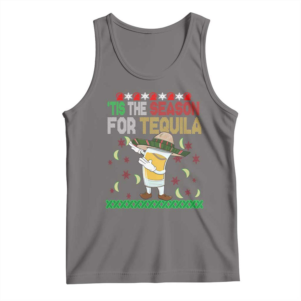 Mexican Christmas Tank Top Tis The Season For Tequila Dabbing Alcohol Lover TS02 Deep Heather Print Your Wear