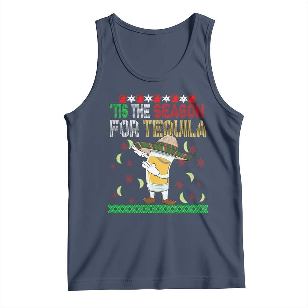 Mexican Christmas Tank Top Tis The Season For Tequila Dabbing Alcohol Lover TS02 Navy Print Your Wear