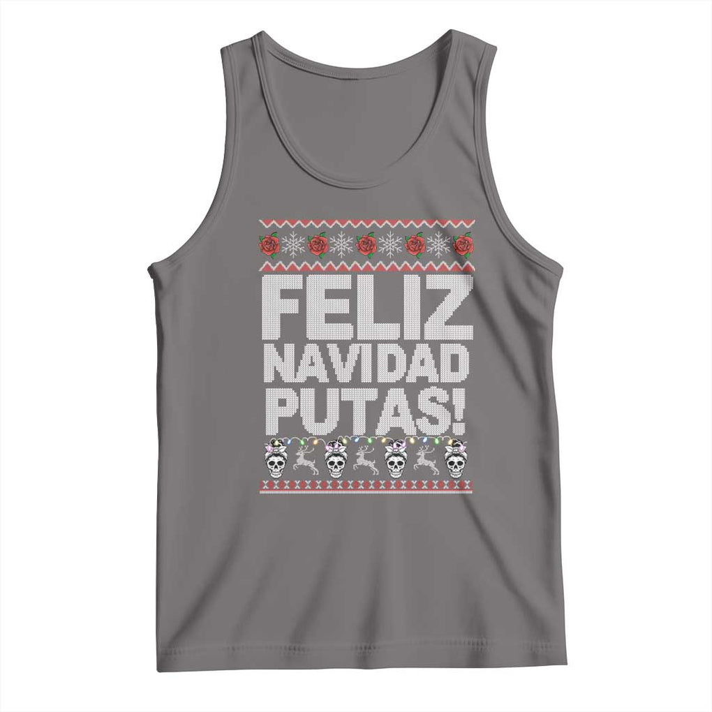 Mexican Christmas Tank Top Feliz Navidad Putas Funny Mexican Ugly Christmas Party TS02 Deep Heather Print Your Wear