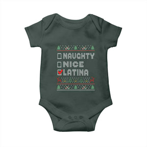 Latin American Christmas Baby Onesie Naughty Nice Latina Funny Xmas List Hispanic Ugly Sweater TS02 Print Your Wear
