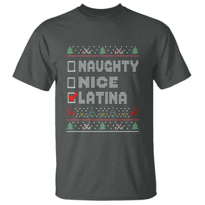 Latin American Christmas T Shirt Naughty Nice Latina Funny Xmas List Hispanic Ugly Sweater TS02 Dark Heather Print Your Wear
