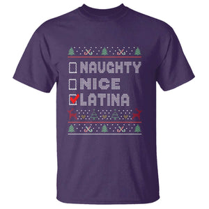 Latin American Christmas T Shirt Naughty Nice Latina Funny Xmas List Hispanic Ugly Sweater TS02 Purple Print Your Wear
