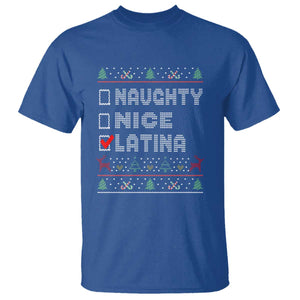 Latin American Christmas T Shirt Naughty Nice Latina Funny Xmas List Hispanic Ugly Sweater TS02 Royal Blue Print Your Wear
