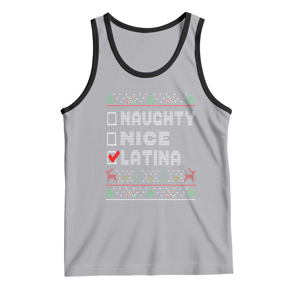 Latin American Christmas Tank Top Naughty Nice Latina Funny Xmas List Hispanic Ugly Sweater TS02 Athletic Heather Black Print Your Wear