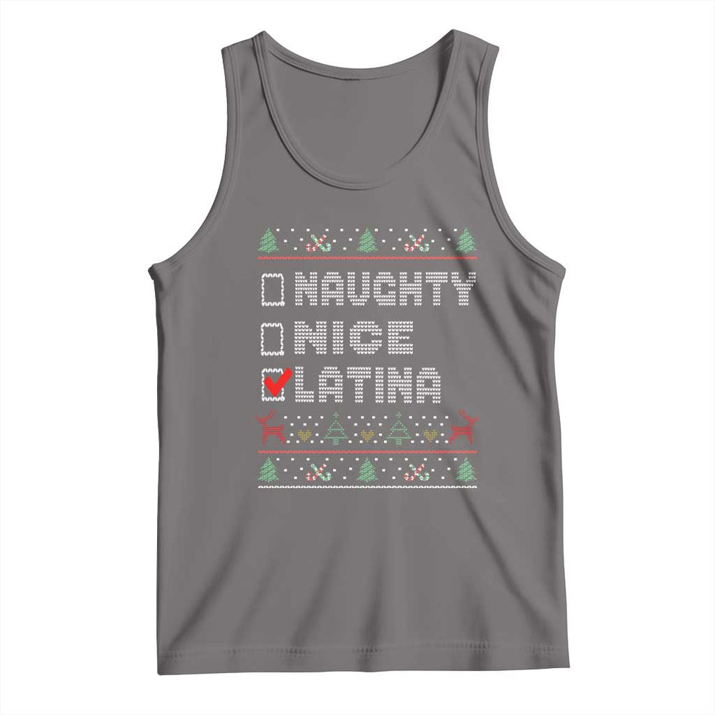 Latin American Christmas Tank Top Naughty Nice Latina Funny Xmas List Hispanic Ugly Sweater TS02 Deep Heather Print Your Wear