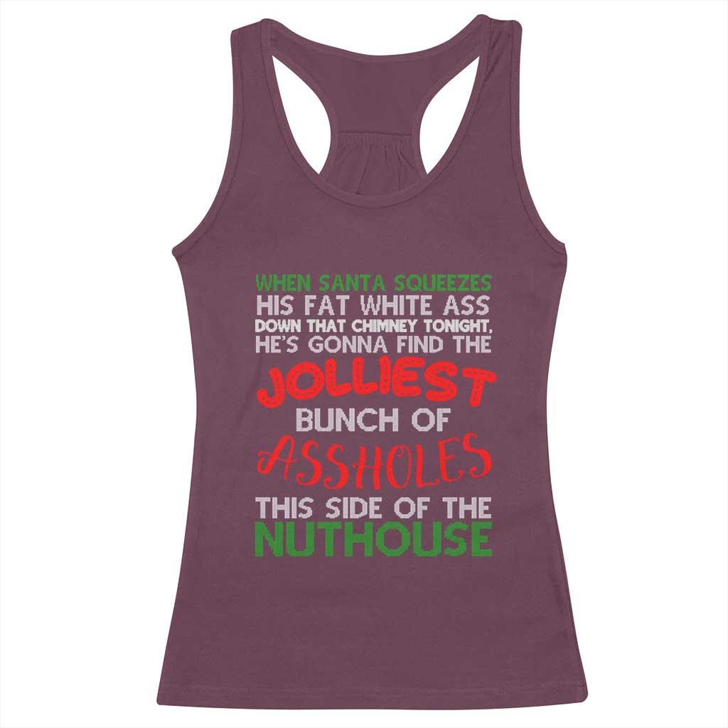 Funny Christmas Movie Racerback Tank Top Jolliest Bunch of Assholes This Side of The Nuthouse Xmas Vacation TS02 Maroon Print Your Wear