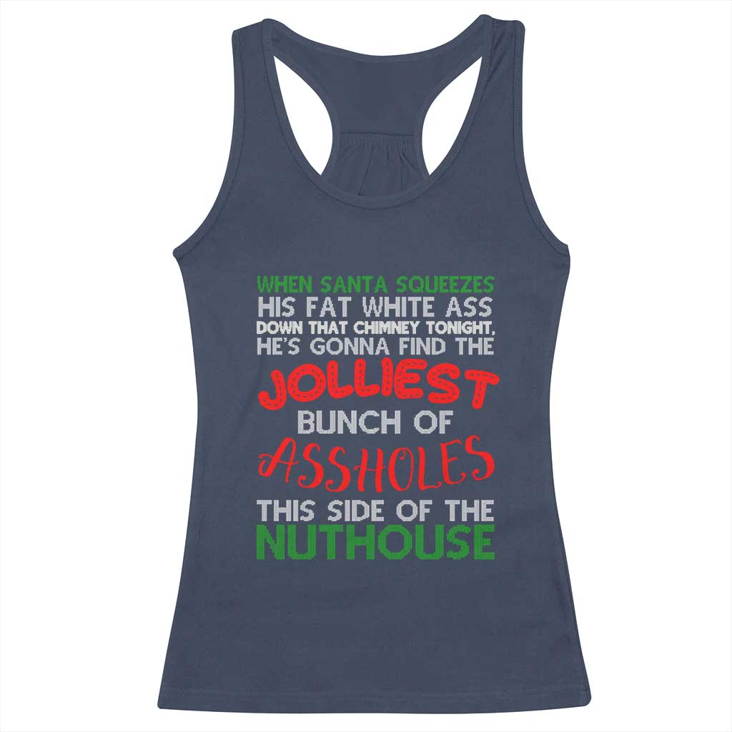 Funny Christmas Movie Racerback Tank Top Jolliest Bunch of Assholes This Side of The Nuthouse Xmas Vacation TS02 Navy Print Your Wear
