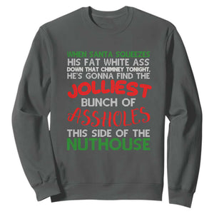Funny Christmas Movie Sweatshirt Jolliest Bunch of Assholes This Side of The Nuthouse Xmas Vacation TS02 Dark Heather Print Your Wear