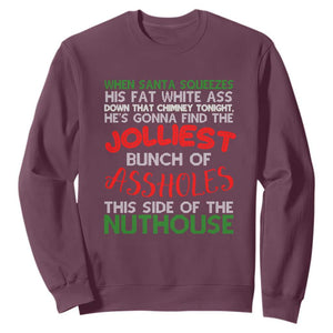 Funny Christmas Movie Sweatshirt Jolliest Bunch of Assholes This Side of The Nuthouse Xmas Vacation TS02 Maroon Print Your Wear