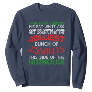 Funny Christmas Movie Sweatshirt Jolliest Bunch of Assholes This Side of The Nuthouse Xmas Vacation TS02 Navy Print Your Wear