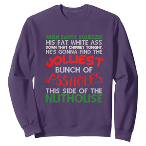 Funny Christmas Movie Sweatshirt Jolliest Bunch of Assholes This Side of The Nuthouse Xmas Vacation TS02 Purple Print Your Wear