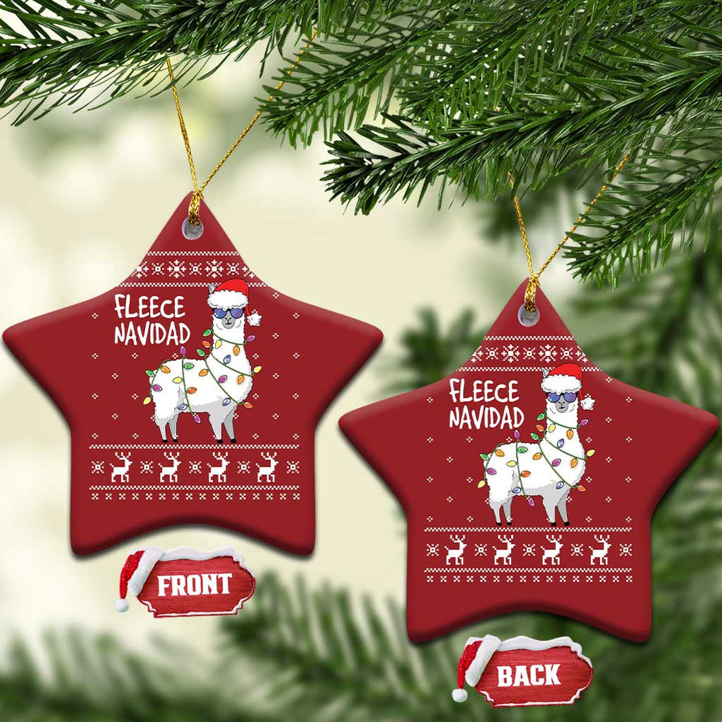Funny Llama Xmas Christmas Ornament Fleece Navidad Feliz Merry Xmas Ugly Sweater TS02 Star Red Print Your Wear