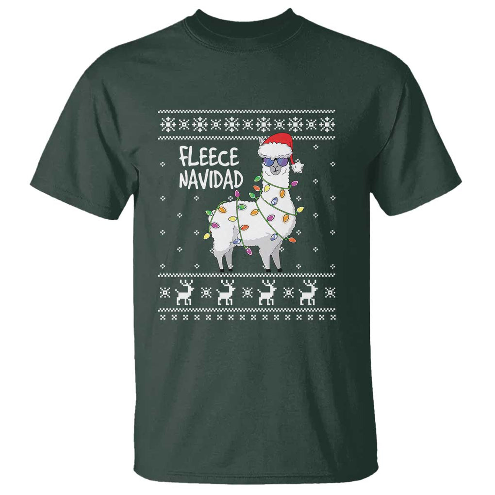 Funny Llama Christmas T Shirt Fleece Navidad Feliz Merry Xmas Ugly Sweater TS02 Dark Forest Green Print Your Wear