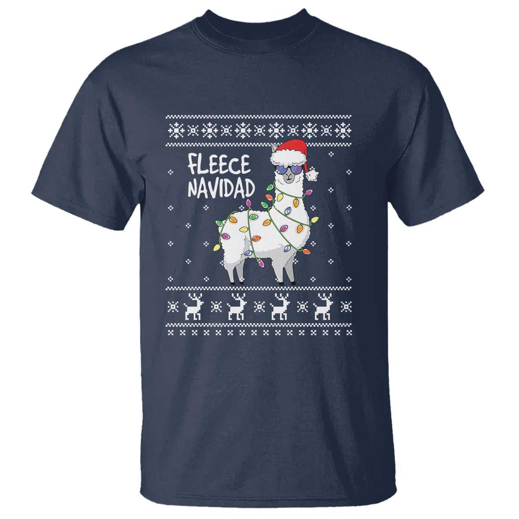 Funny Llama Christmas T Shirt Fleece Navidad Feliz Merry Xmas Ugly Sweater TS02 Navy Print Your Wear