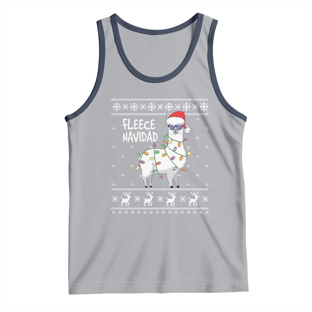Funny Llama Christmas Tank Top Fleece Navidad Feliz Merry Xmas Ugly Sweater TS02 Athletic Heather Navy Print Your Wear