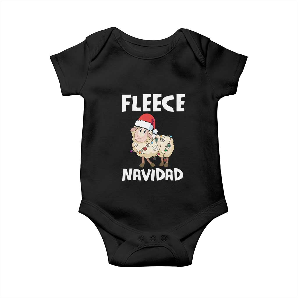 Funny Christmas Sheep Baby Onesie Fleece Navidad Feliz Spanish Merry Xmas TS02 Black Print Your Wear