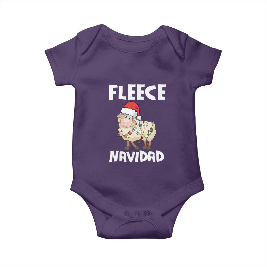 Funny Christmas Sheep Baby Onesie Fleece Navidad Feliz Spanish Merry Xmas TS02 Purple Print Your Wear