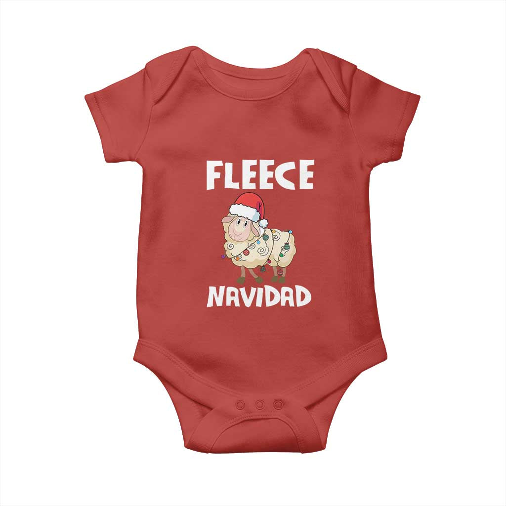 Funny Christmas Sheep Baby Onesie Fleece Navidad Feliz Spanish Merry Xmas TS02 Red Print Your Wear