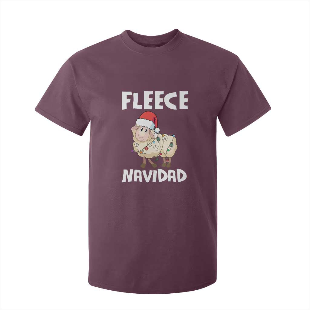 Funny Christmas Sheep T Shirt For Kid Fleece Navidad Feliz Spanish Merry Xmas TS02 Maroon Print Your Wear