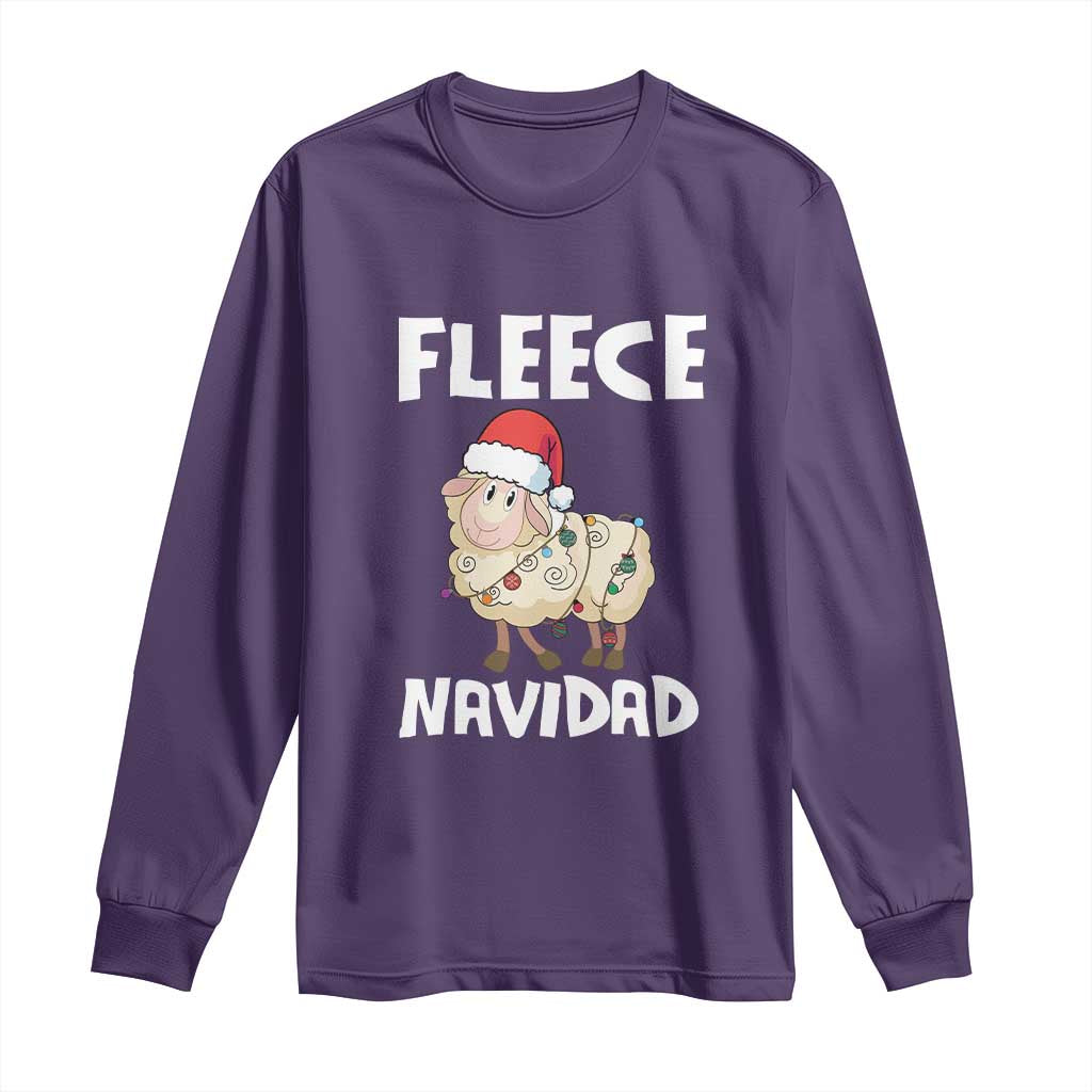 Funny Christmas Sheep Long Sleeve Shirt Fleece Navidad Feliz Spanish Merry Xmas TS02 Purple Print Your Wear