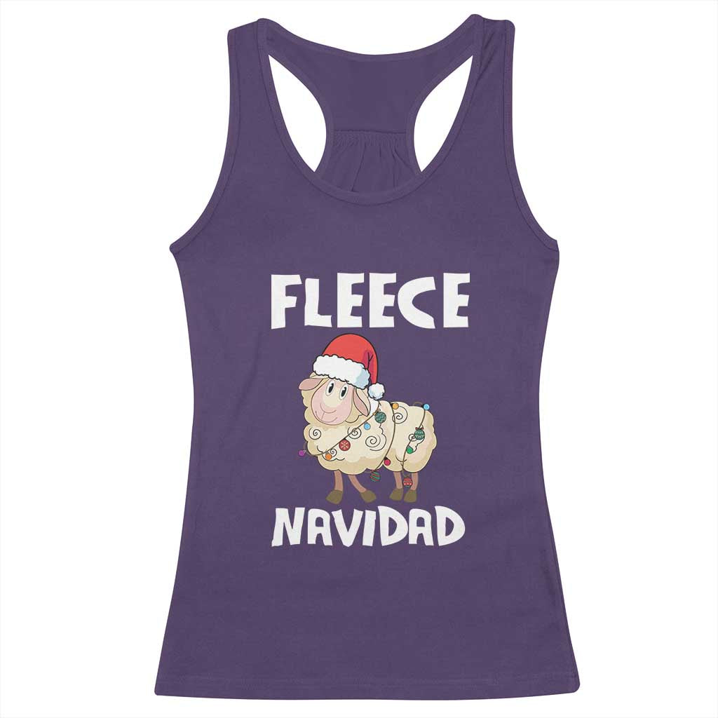 Funny Christmas Sheep Racerback Tank Top Fleece Navidad Feliz Spanish Merry Xmas TS02 Purple Print Your Wear