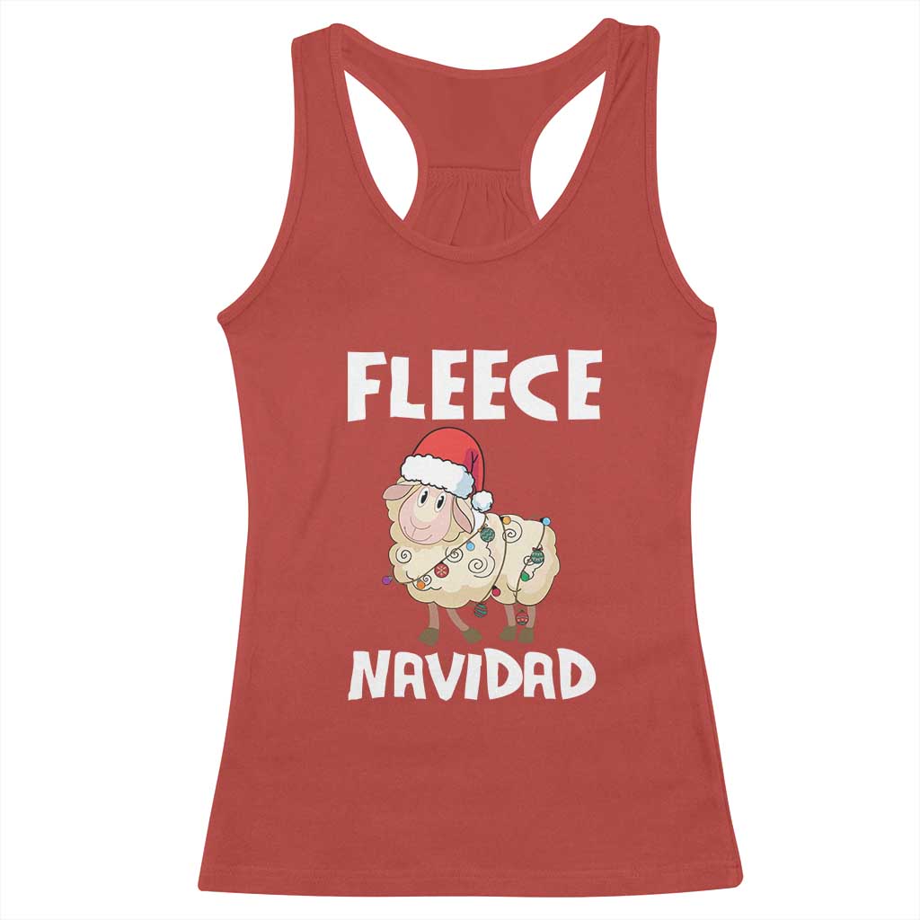 Funny Christmas Sheep Racerback Tank Top Fleece Navidad Feliz Spanish Merry Xmas TS02 Red Print Your Wear
