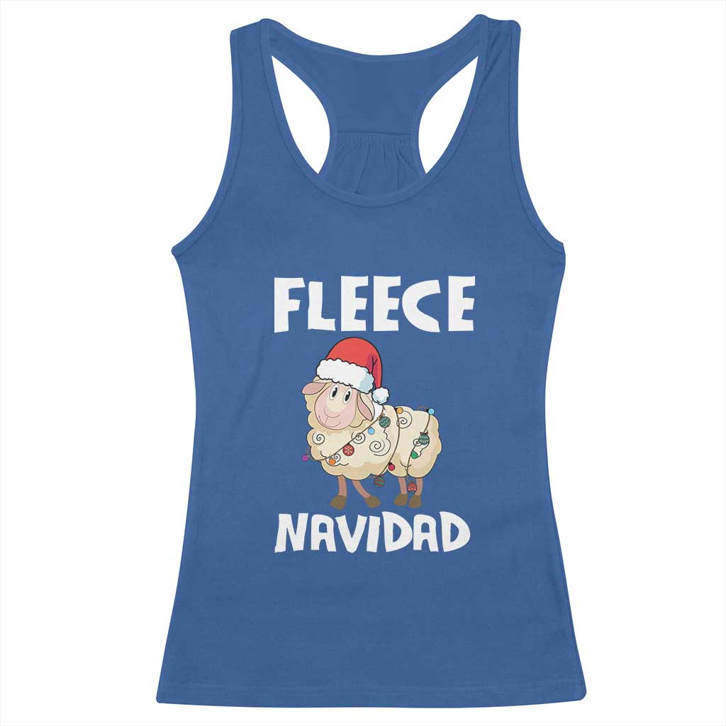 Funny Christmas Sheep Racerback Tank Top Fleece Navidad Feliz Spanish Merry Xmas TS02 Royal Blue Print Your Wear
