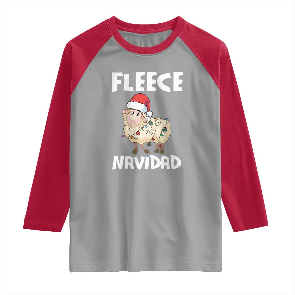 Funny Christmas Sheep Raglan Shirt Fleece Navidad Feliz Spanish Merry Xmas TS02 Sport Gray Red Print Your Wear
