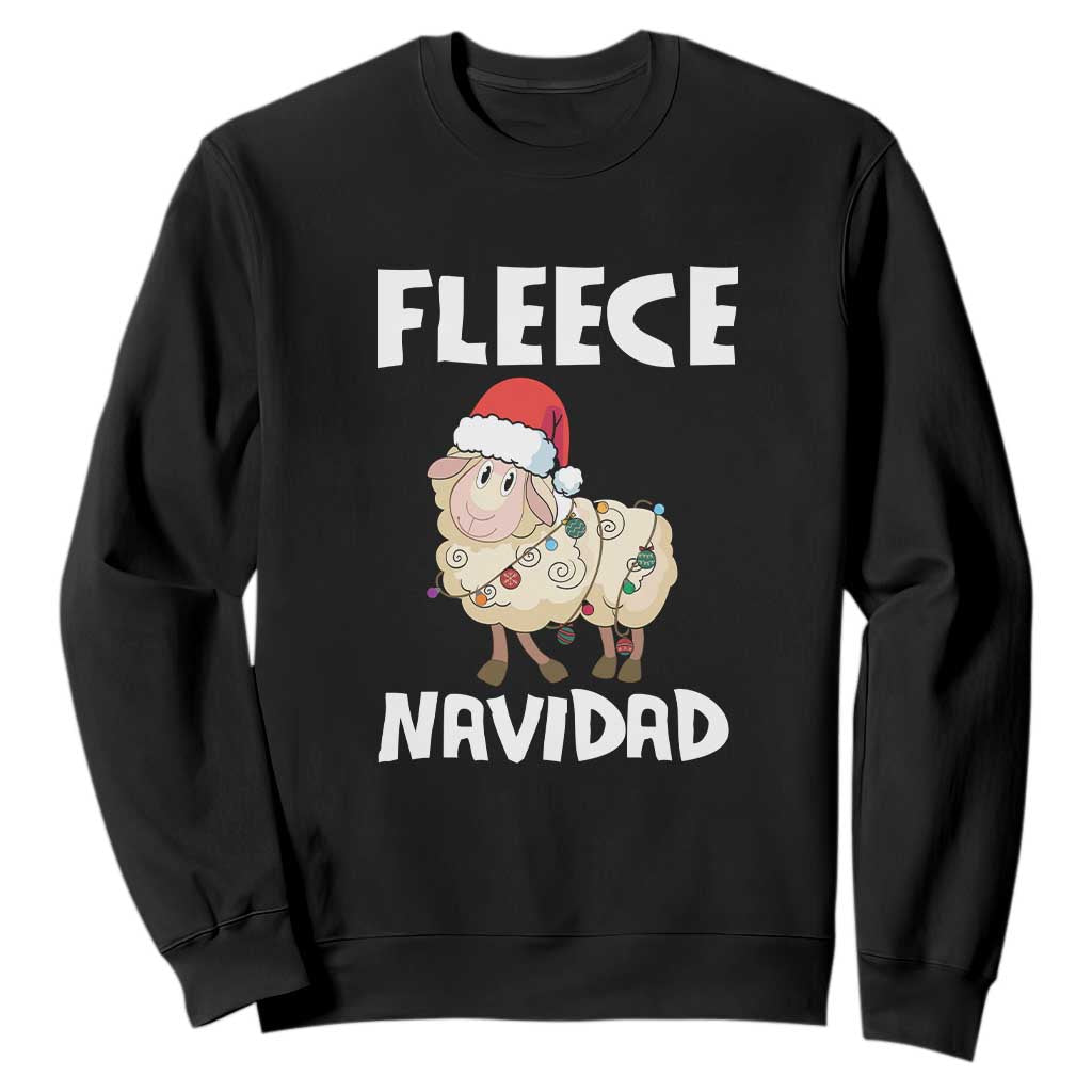 Funny Christmas Sheep Sweatshirt Fleece Navidad Feliz Spanish Merry Xmas TS02 Black Print Your Wear