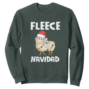 Funny Christmas Sheep Sweatshirt Fleece Navidad Feliz Spanish Merry Xmas TS02 Dark Forest Green Print Your Wear