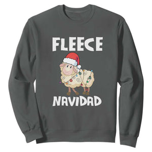 Funny Christmas Sheep Sweatshirt Fleece Navidad Feliz Spanish Merry Xmas TS02 Dark Heather Print Your Wear