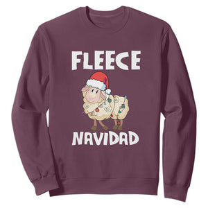 Funny Christmas Sheep Sweatshirt Fleece Navidad Feliz Spanish Merry Xmas TS02 Maroon Print Your Wear