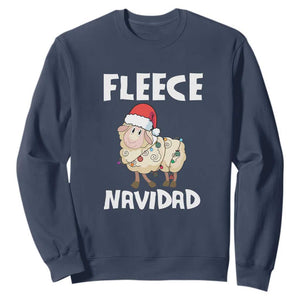 Funny Christmas Sheep Sweatshirt Fleece Navidad Feliz Spanish Merry Xmas TS02 Navy Print Your Wear
