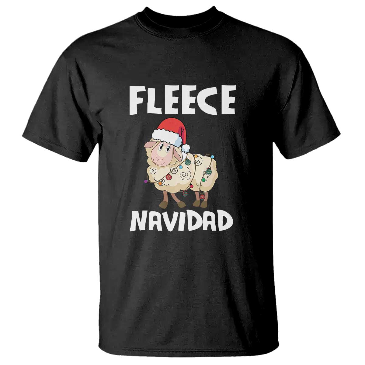 Funny Christmas Sheep T Shirt Fleece Navidad Feliz Spanish Merry Xmas TS02 Black Print Your Wear
