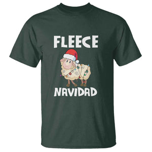 Funny Christmas Sheep T Shirt Fleece Navidad Feliz Spanish Merry Xmas TS02 Dark Forest Green Print Your Wear