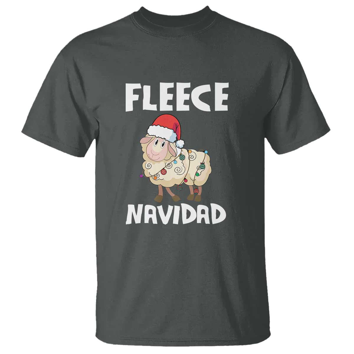 Funny Christmas Sheep T Shirt Fleece Navidad Feliz Spanish Merry Xmas TS02 Dark Heather Print Your Wear
