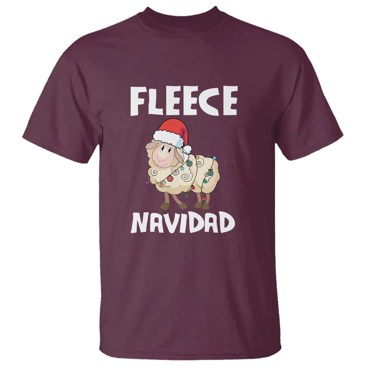 Funny Christmas Sheep T Shirt Fleece Navidad Feliz Spanish Merry Xmas TS02 Maroon Print Your Wear