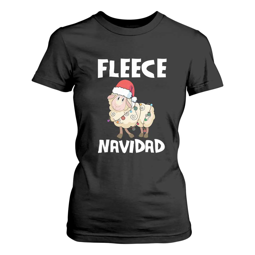 Funny Christmas Sheep T Shirt For Women Fleece Navidad Feliz Spanish Merry Xmas TS02 Black Print Your Wear